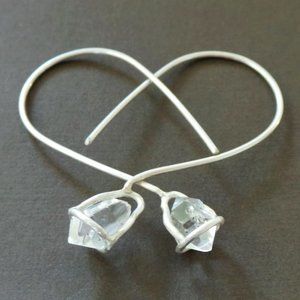 Herkimer Diamond Raw Nugget Sterling Earrings